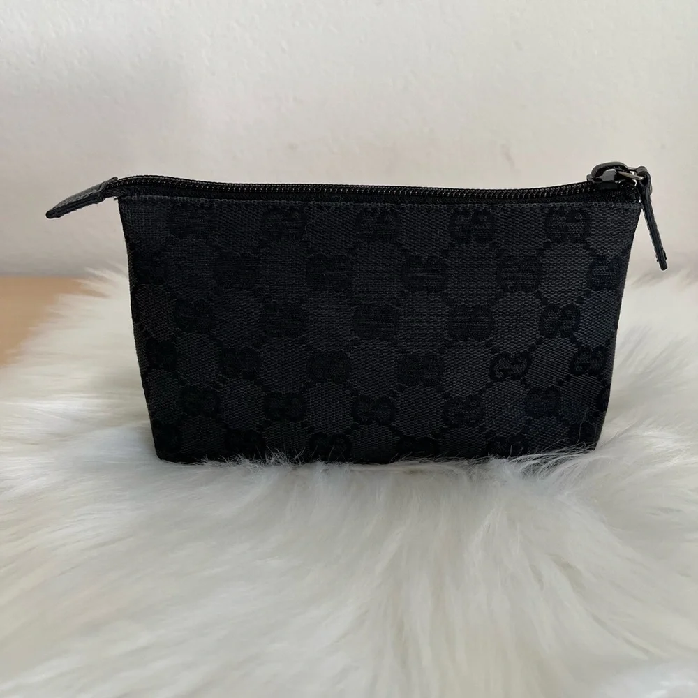 Gucci GG Black Monogram Cosmetic Pouch Italy